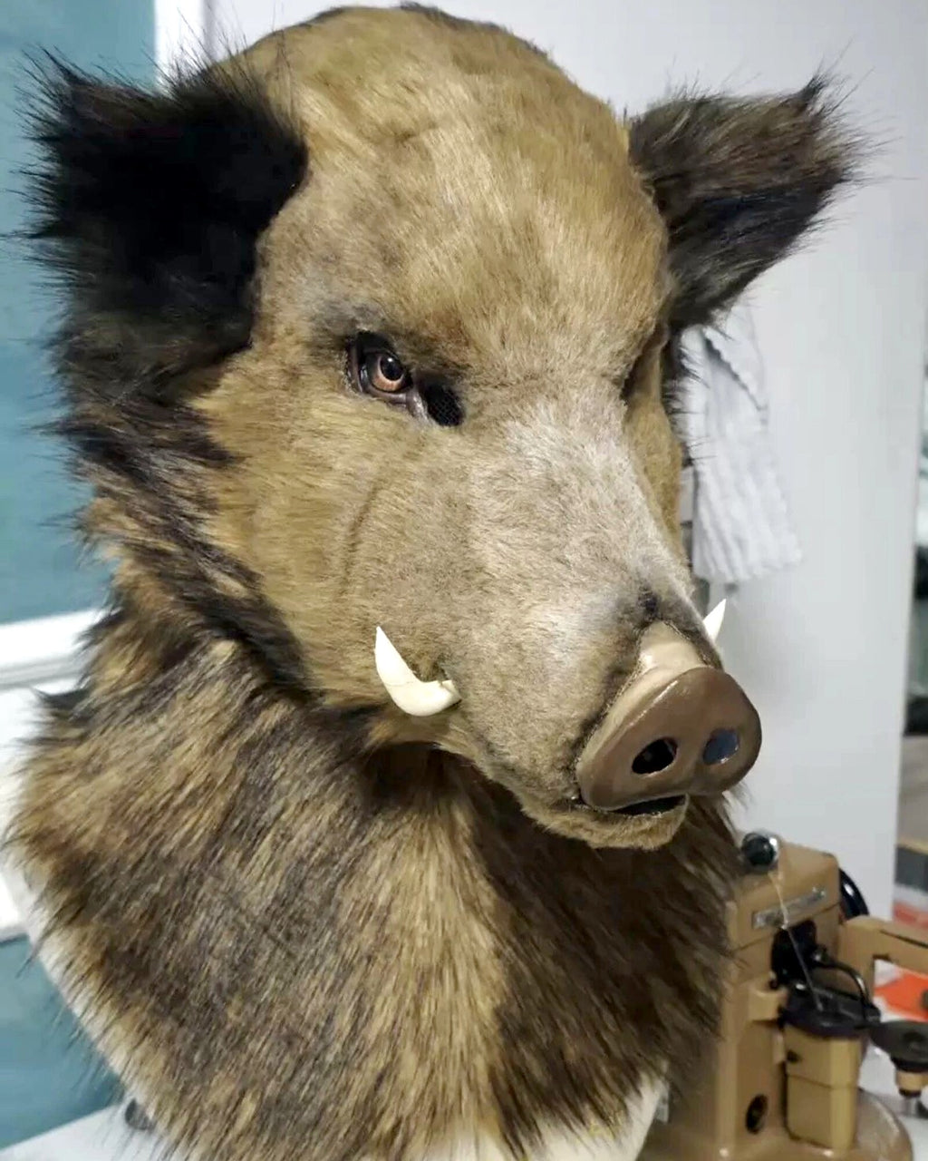 Realistic Wild Boar Fursuit Head - Handmade Animal Mask product photo 3