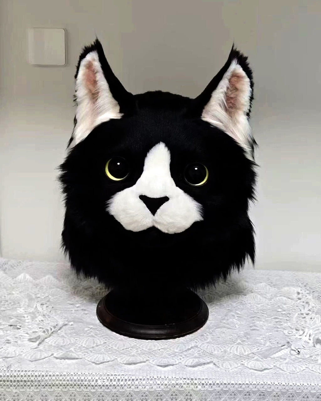 Realistic Tuxedo Cat Fursuit Head - Moving Jaw product photo 1