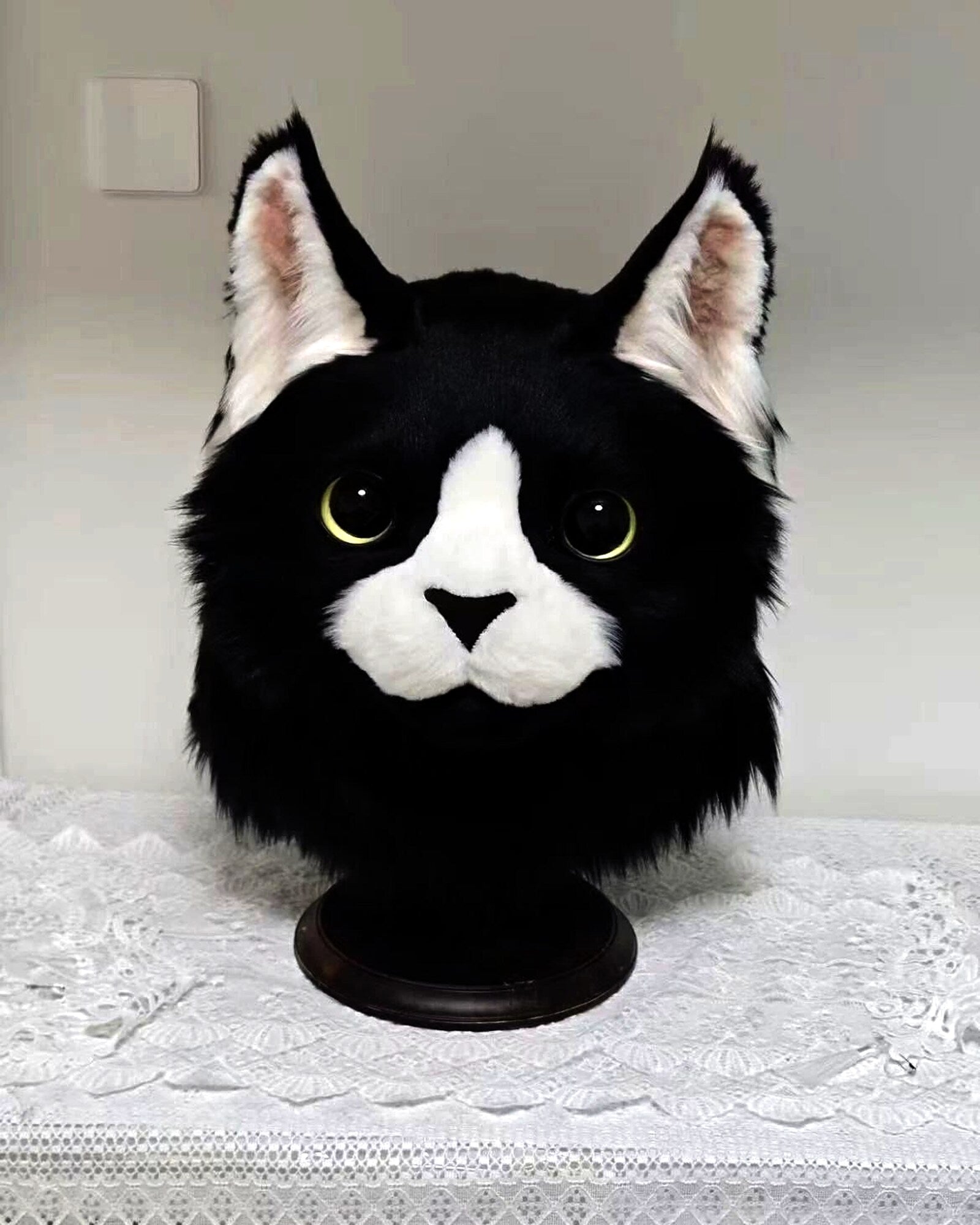 Realistic Tuxedo Cat Fursuit Head - Moving Jaw product photo 2