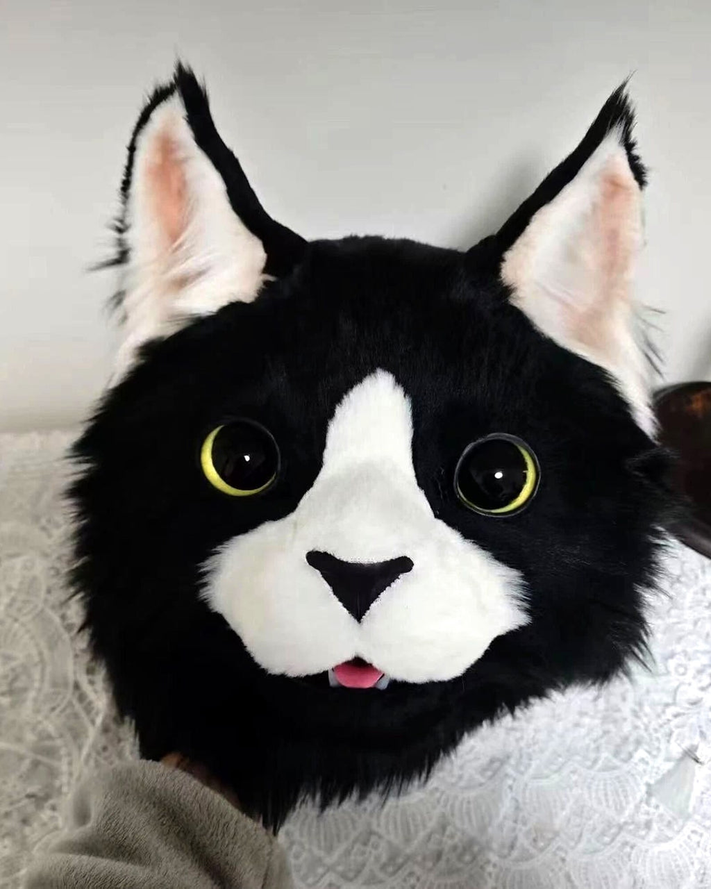 Realistic Tuxedo Cat Fursuit Head - Moving Jaw product photo 3