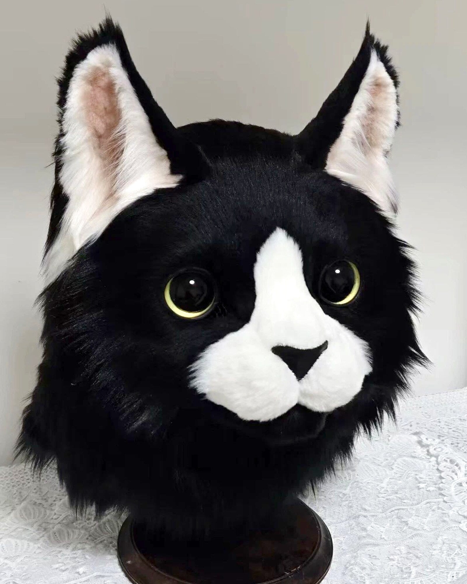 Realistic Tuxedo Cat Fursuit Head - Moving Jaw product photo 5