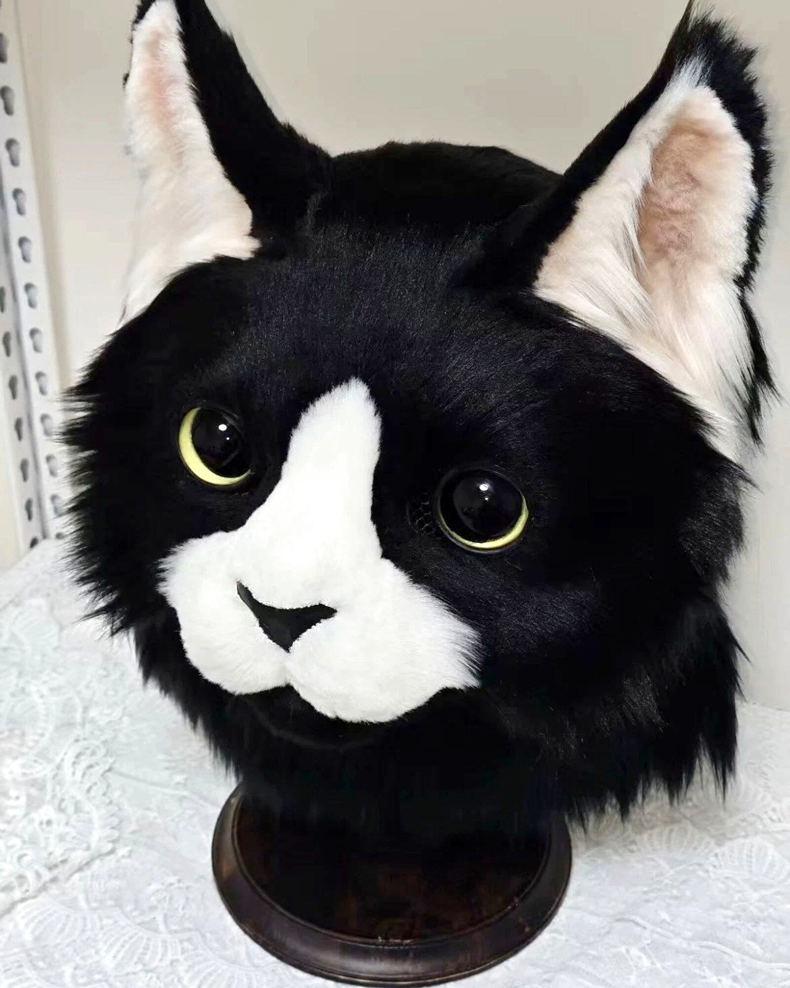 Realistic Tuxedo Cat Fursuit Head - Moving Jaw product photo 6