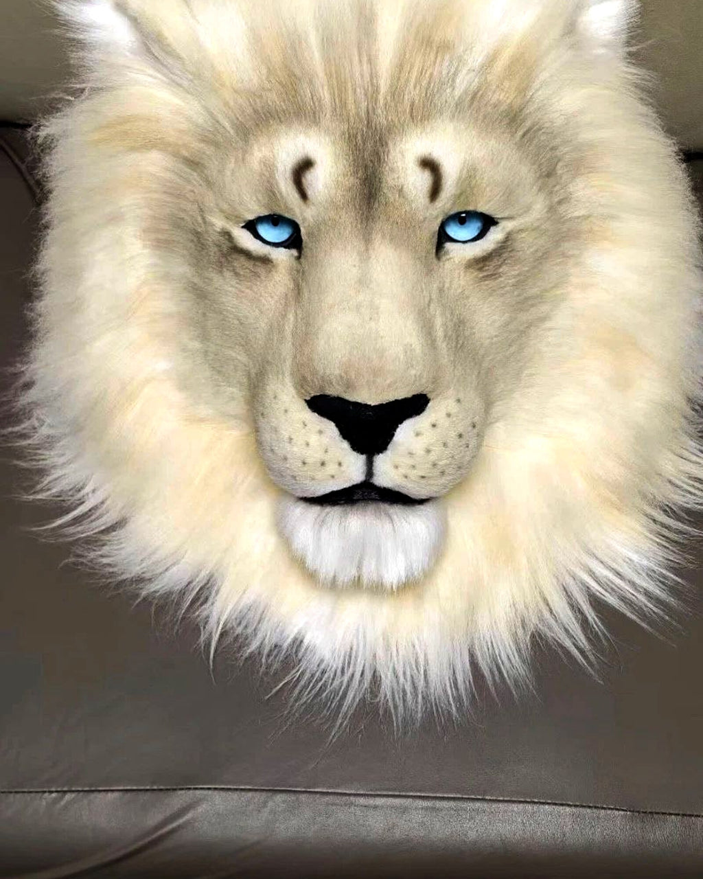Realistic White Lion Fursuit Head - Handmade Furry Mask product photo 1