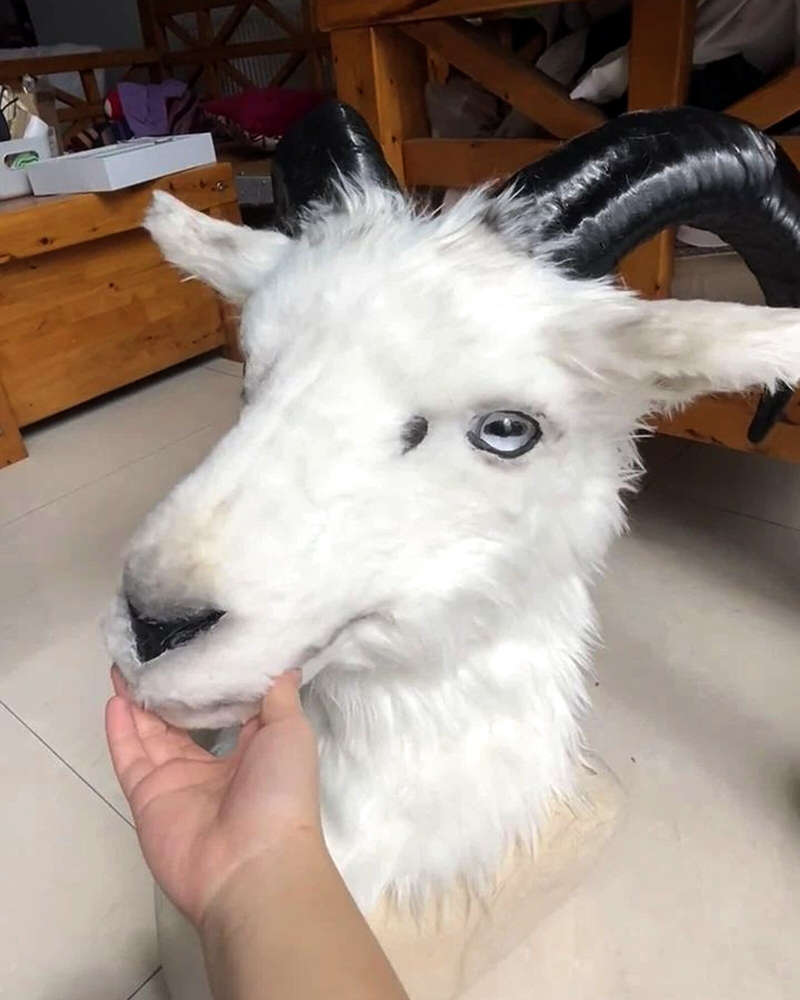 Realistic Goat Fursuit Head - Moving Jaw - Cooling Fan product photo 2