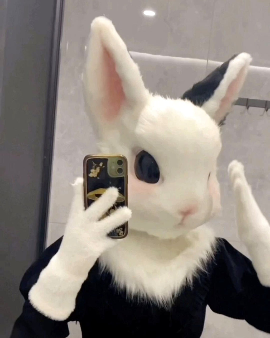 Realistic Rabbit Fursuit Head - Handmade Animal Mask product photo 2