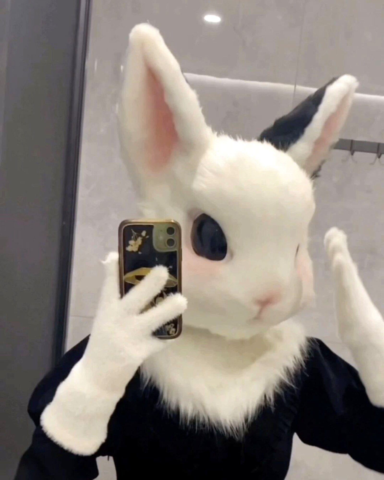 Realistic Rabbit Fursuit Head - Handmade Animal Mask product photo 2