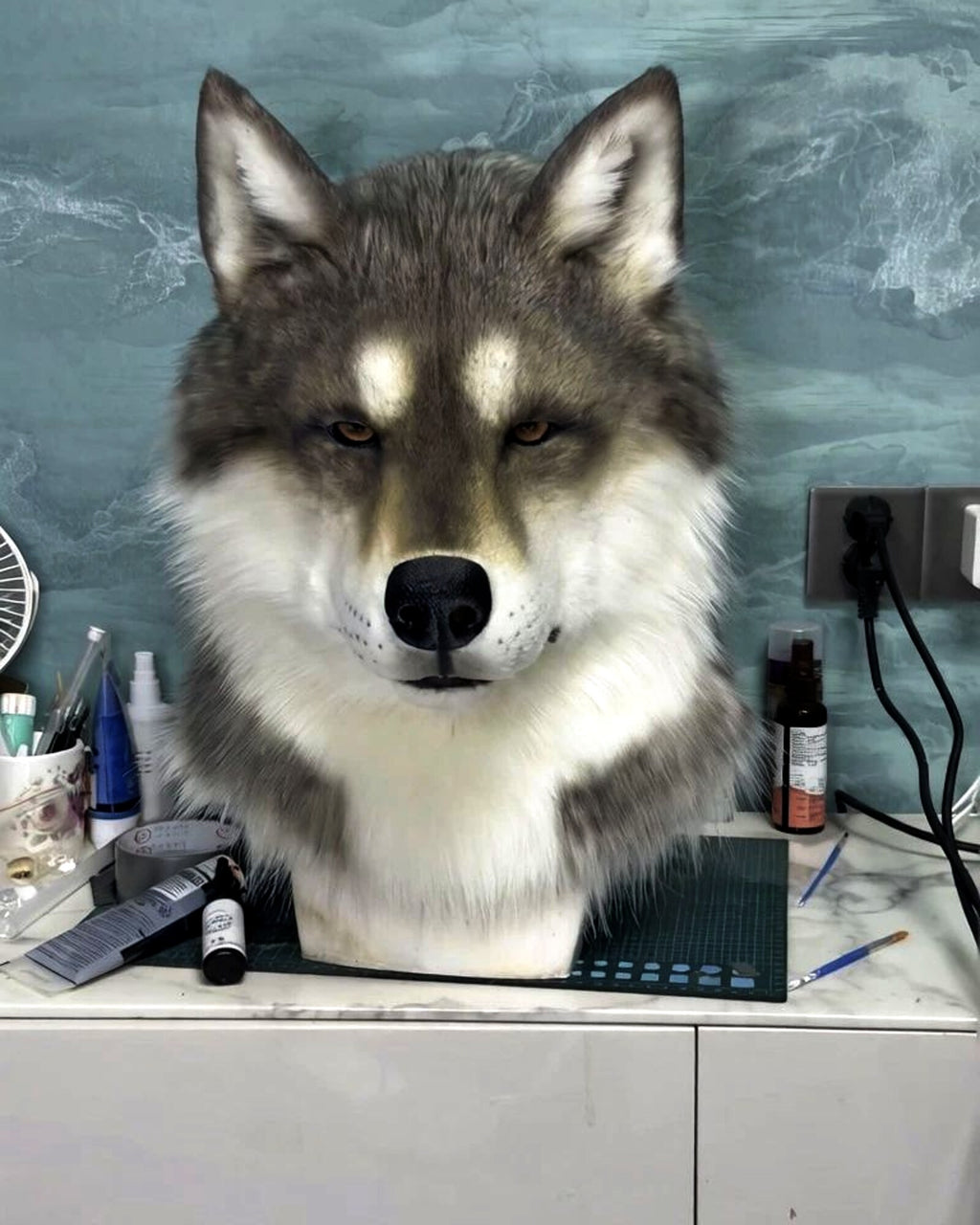 Realistic Wolf Fursuit Head - Moving Jaw - Lined Interior product photo 2