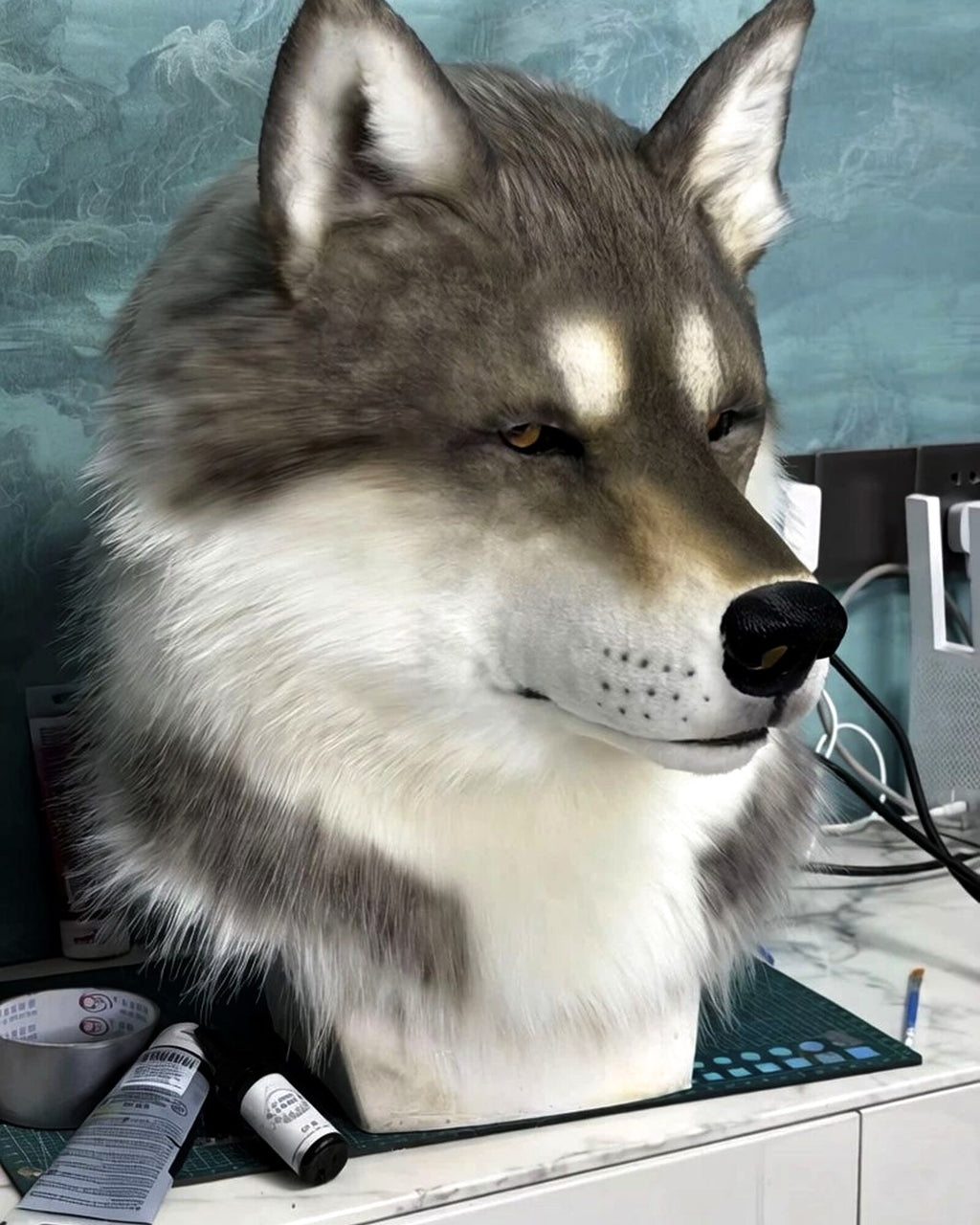 Realistic Wolf Fursuit Head - Moving Jaw - Lined Interior product photo 3