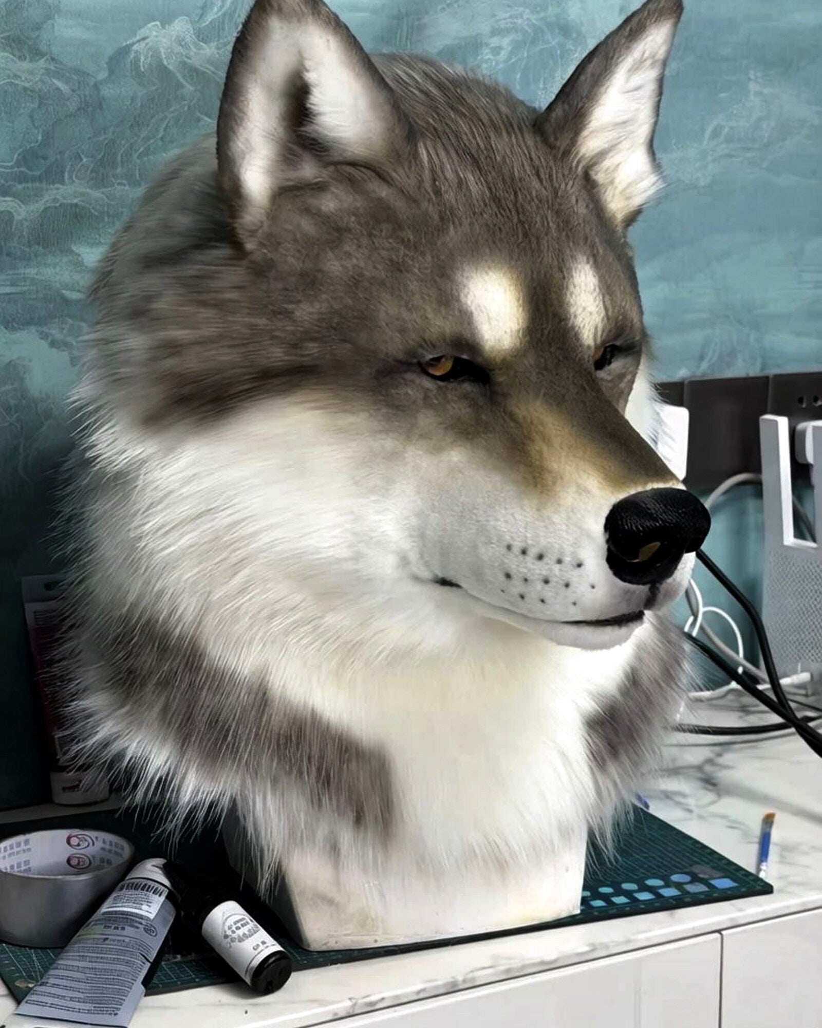 Realistic Wolf Fursuit Head - Moving Jaw - Lined Interior product photo 3