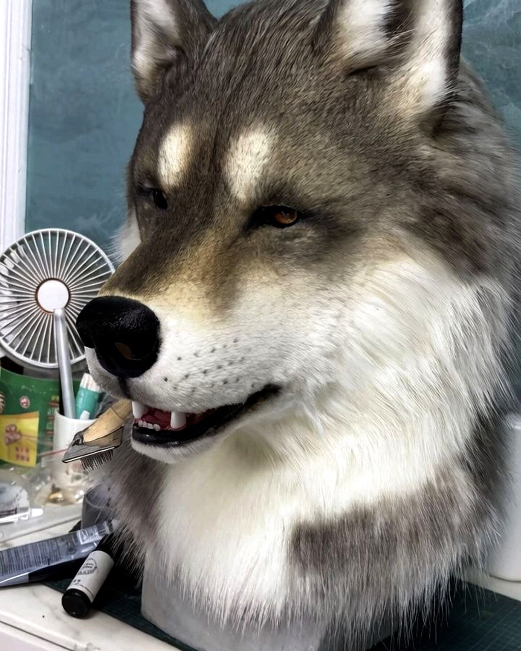 Realistic Wolf Fursuit Head - Moving Jaw - Lined Interior product photo 6