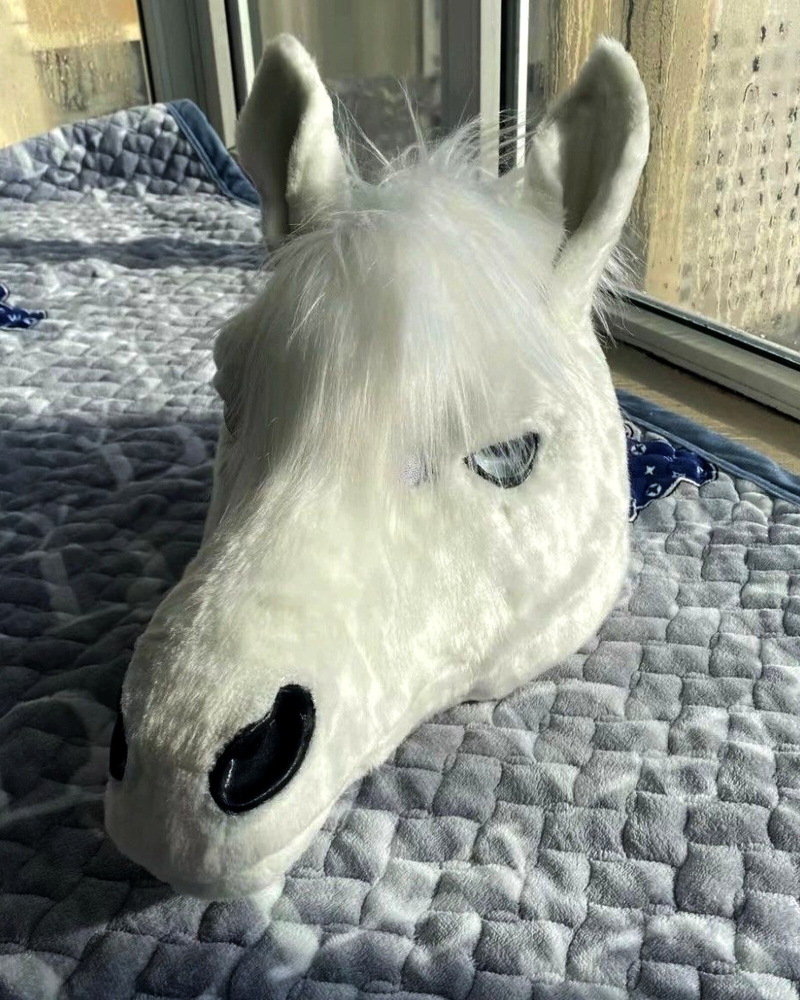 Realistic White Horse Fursuit Head - Handmade Animal Mask product photo 1