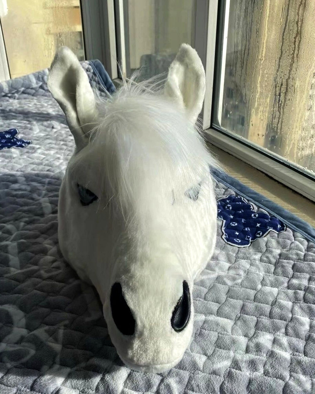 Realistic White Horse Fursuit Head - Handmade Animal Mask product photo 2
