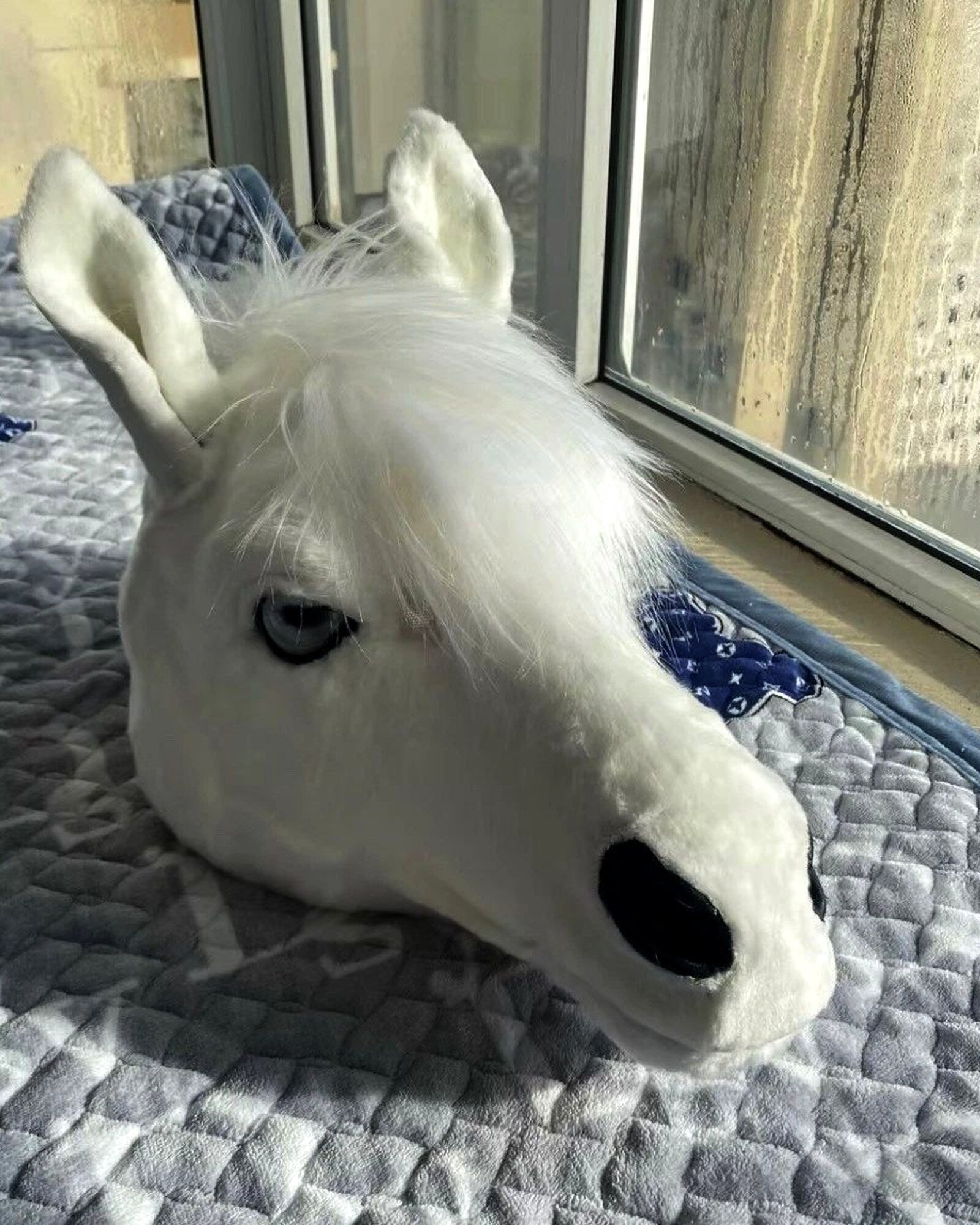 Realistic White Horse Fursuit Head - Handmade Animal Mask product photo 3