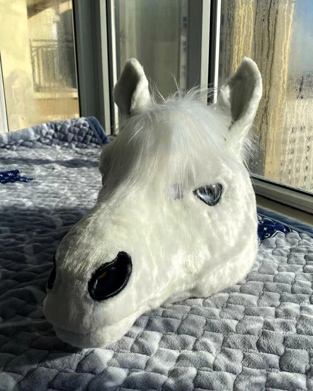 Realistic White Horse Fursuit Head - Handmade Animal Mask product photo 6