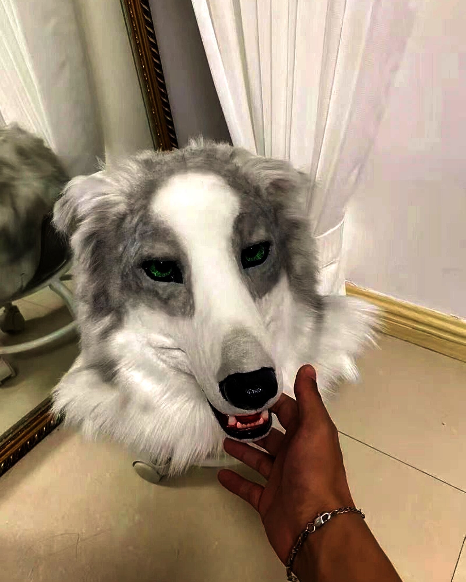 Realistic Borzoi Dog Fursuit Head - Handmade Animal Mask product photo 1