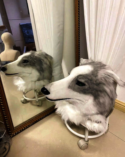 Realistic Borzoi Dog Fursuit Head - Handmade Animal Mask product photo 1