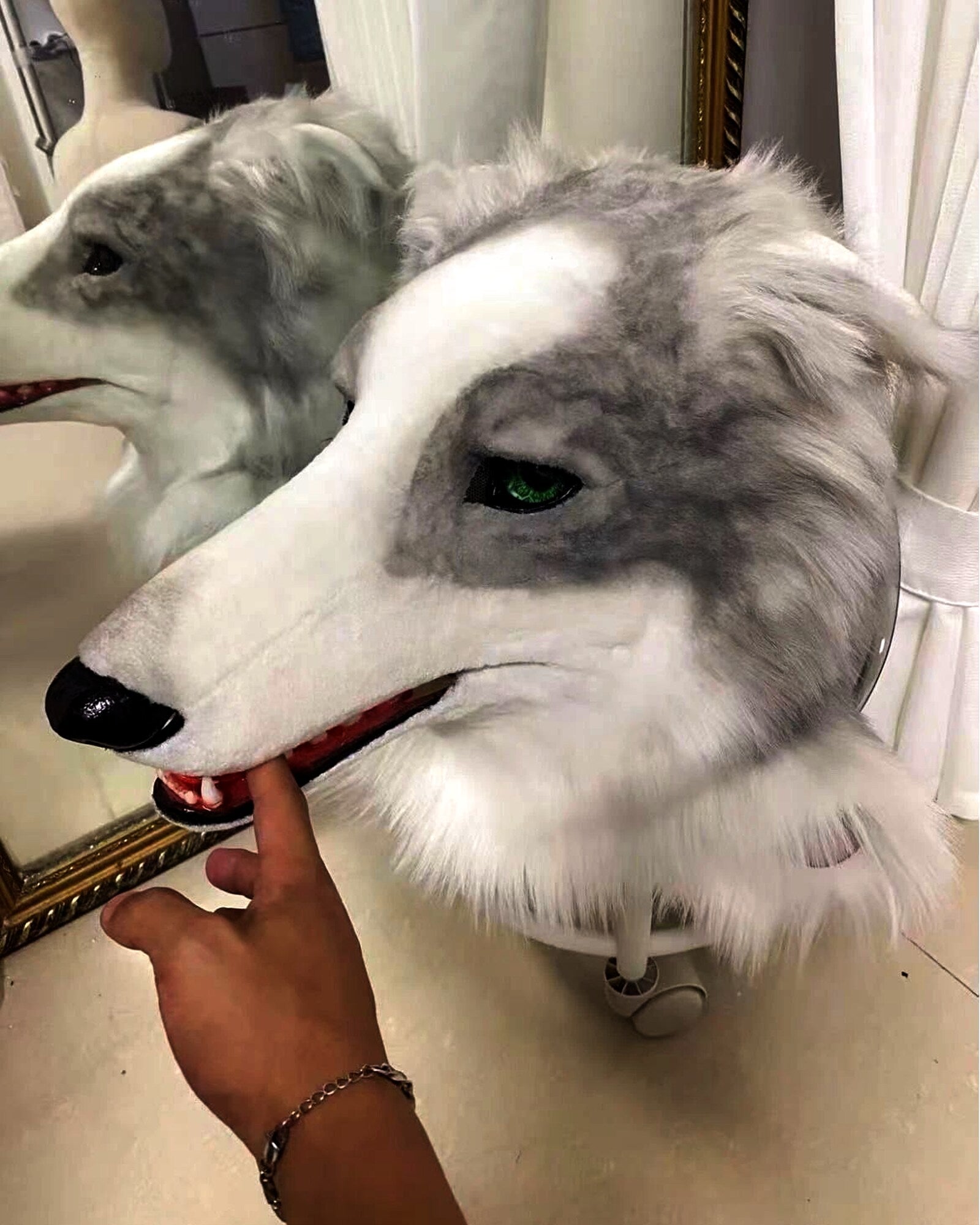 Realistic Borzoi Dog Fursuit Head - Handmade Animal Mask product photo 3