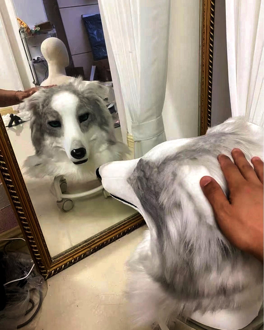 Realistic Borzoi Dog Fursuit Head - Handmade Animal Mask product photo 4