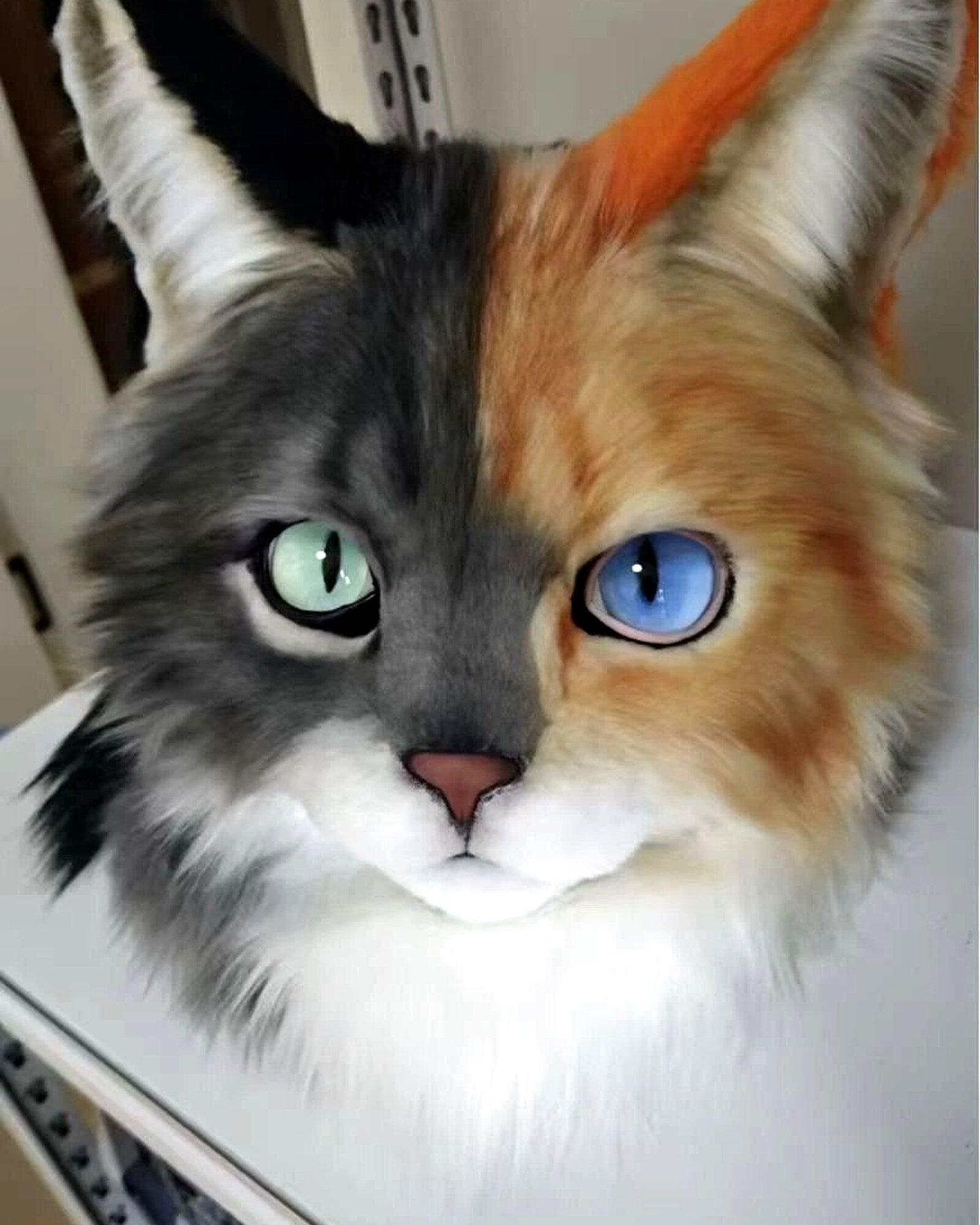 Realistic Calico Cat Fursuit Head - Moving Jaw product photo 1