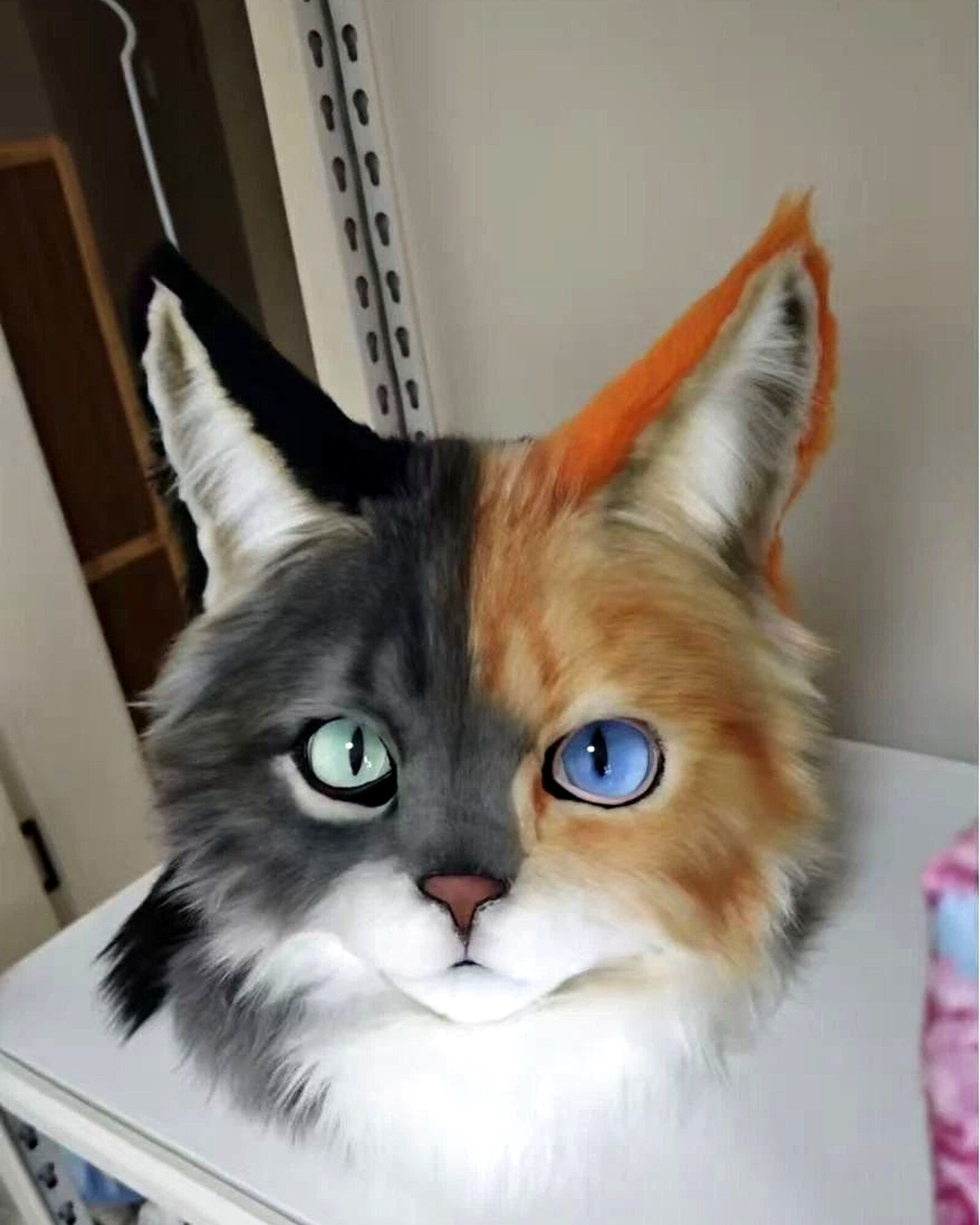 Realistic Calico Cat Fursuit Head - Moving Jaw product photo 3
