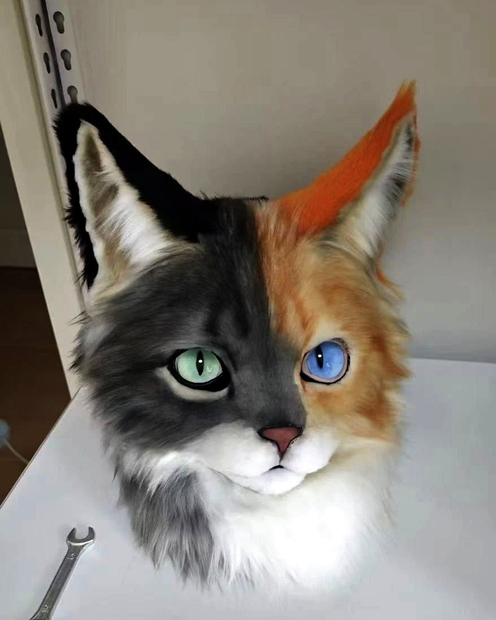 Realistic Calico Cat Fursuit Head - Moving Jaw product photo 4