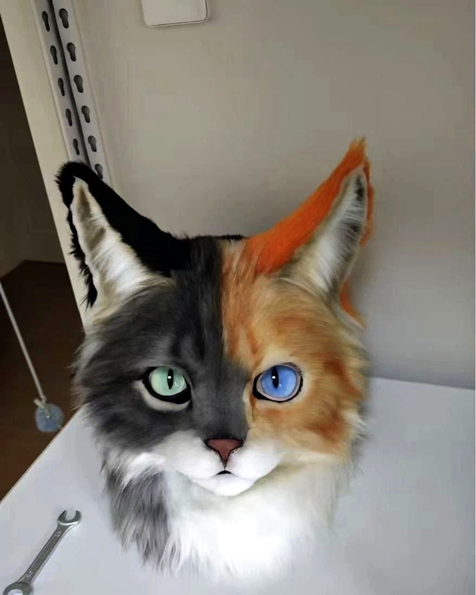 Realistic Calico Cat Fursuit Head - Moving Jaw product photo 5
