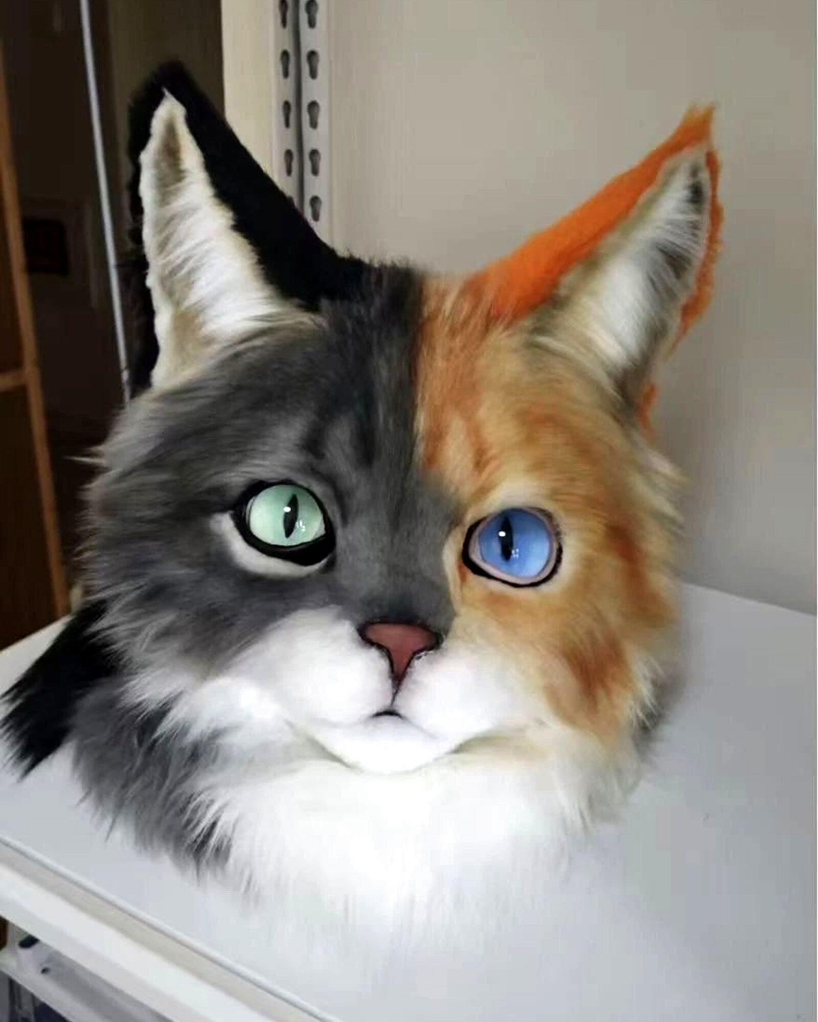 Realistic Calico Cat Fursuit Head - Moving Jaw product photo 6