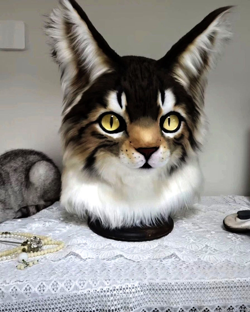 Realistic Maine Coon Cat Fursuit Head - Moving Jaw product photo 2