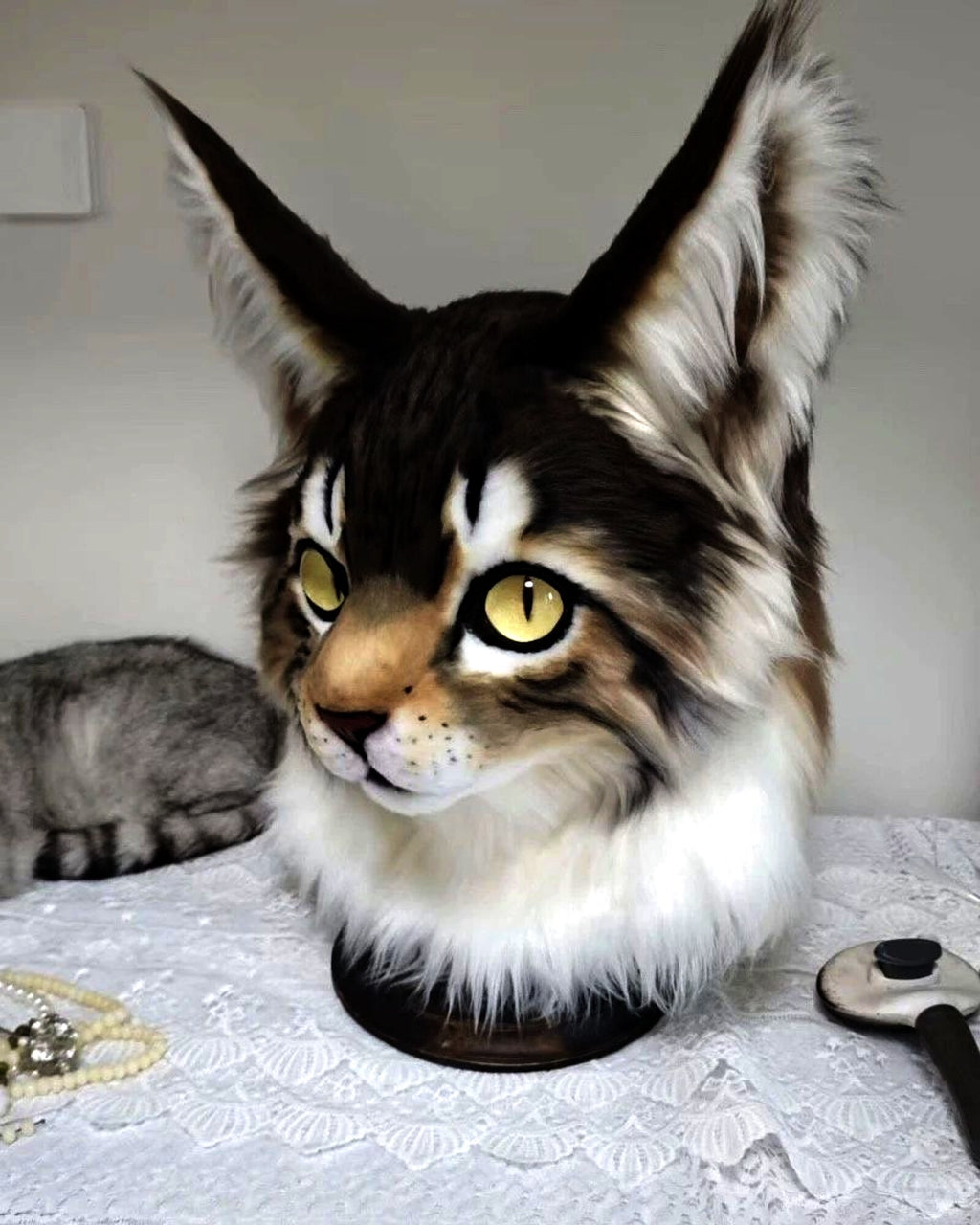 Realistic Maine Coon Cat Fursuit Head - Moving Jaw product photo 4