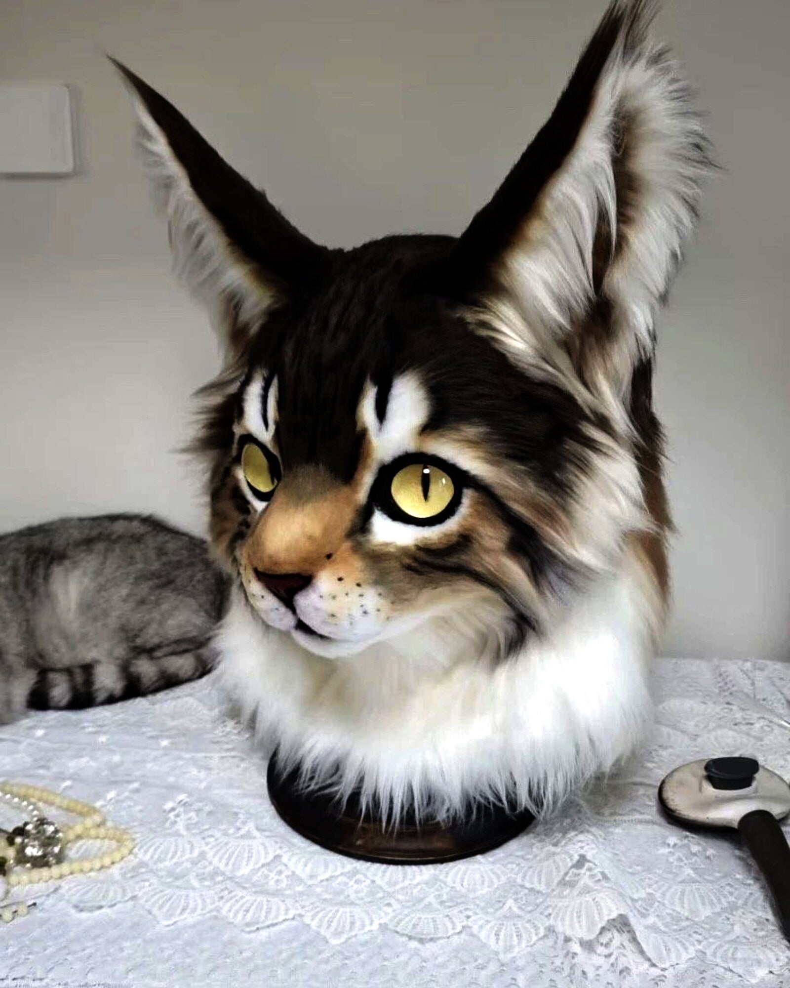 Realistic Maine Coon Cat Fursuit Head - Moving Jaw product photo 4