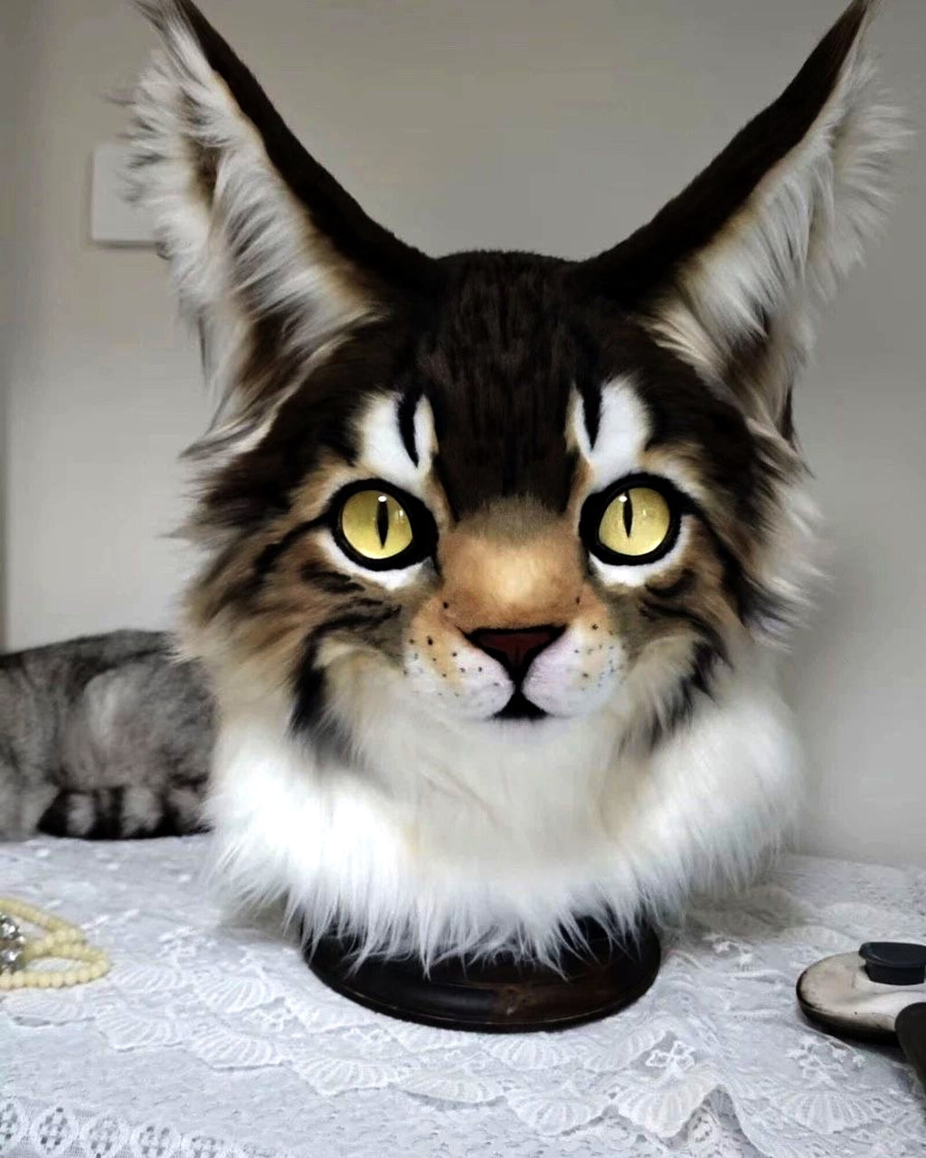Realistic Maine Coon Cat Fursuit Head - Moving Jaw product photo 5