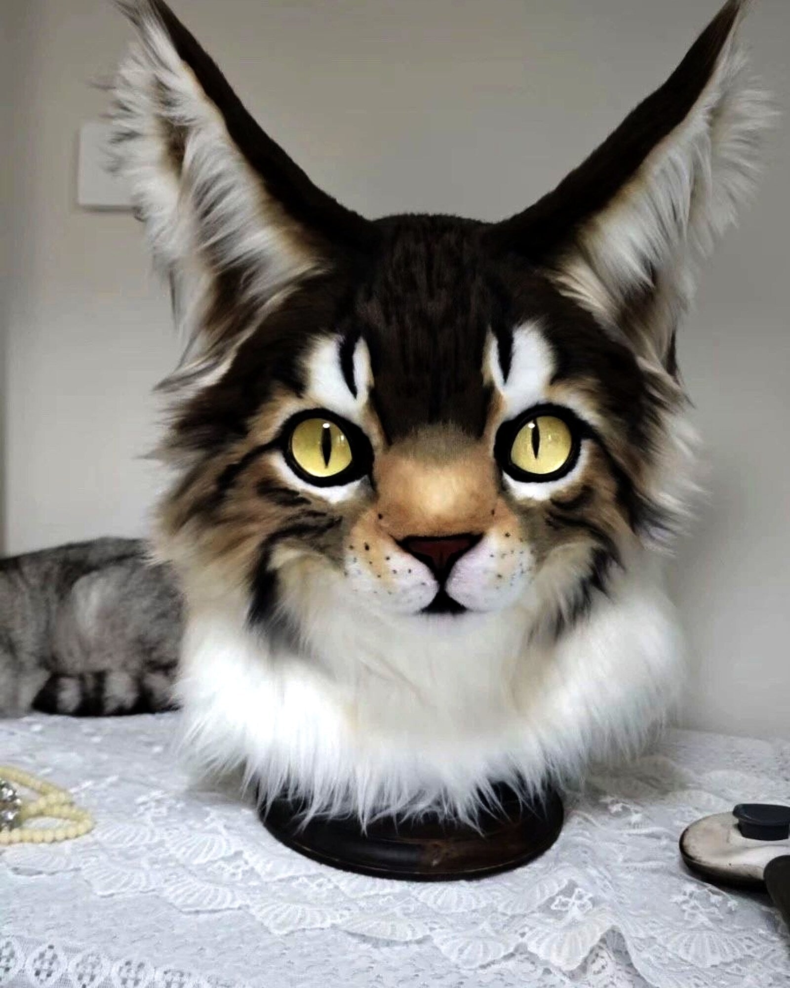 Realistic Maine Coon Cat Fursuit Head - Moving Jaw product photo 5