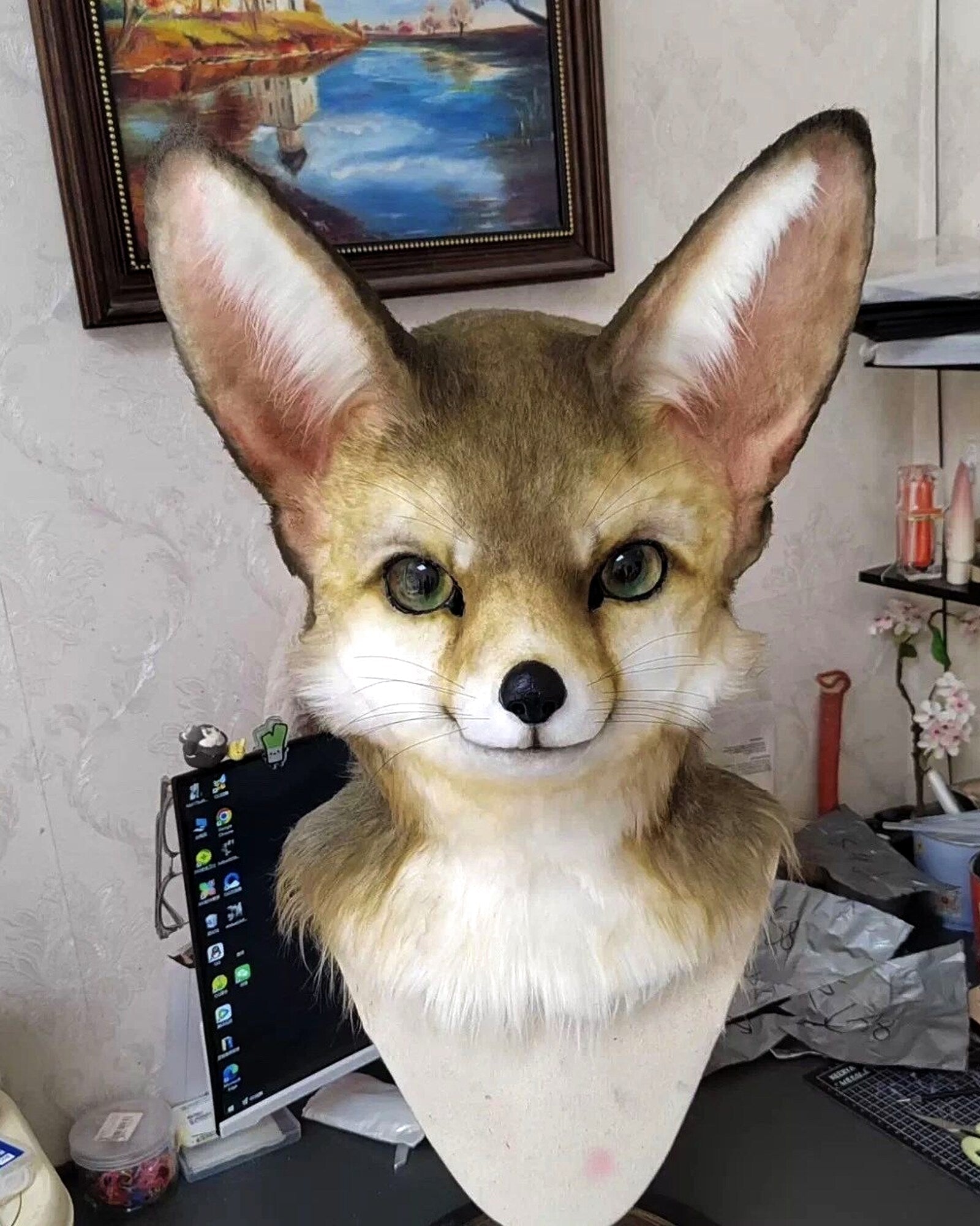 Realistic Fennec Fox Fursuit Head - Moving Jaw product photo 3