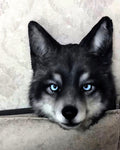 Realistic Wolf Fursuit Head - Moving Jaw - Blue Eyes product photo 1